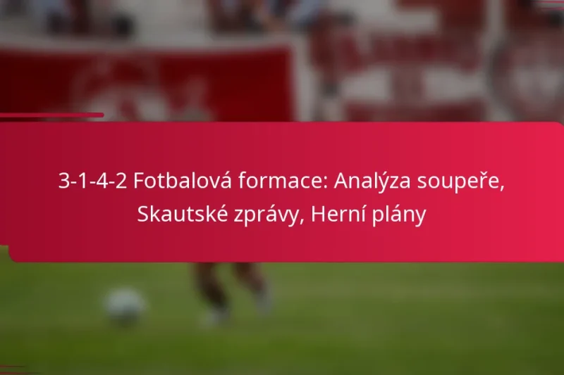 3-1-4-2 Fotbalová formace: Analýza soupeře, Skautské zprávy, Herní plány