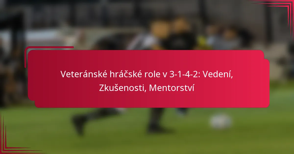 Read more about the article Veteránské hráčské role v 3-1-4-2: Vedení, Zkušenosti, Mentorství