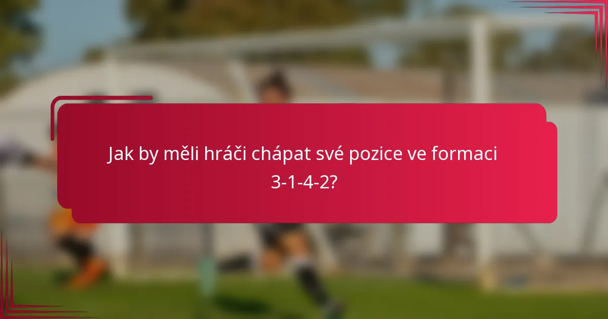 Jak by měli hráči chápat své pozice ve formaci 3-1-4-2?