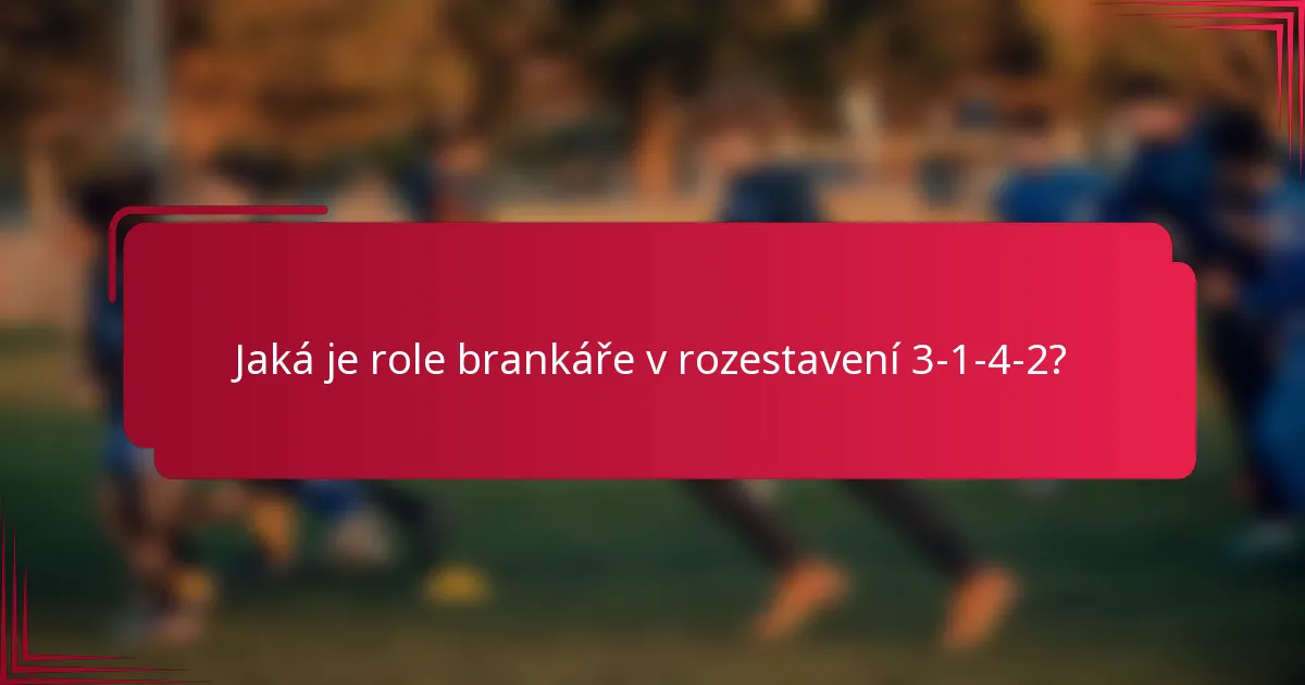Jaká je role brankáře v rozestavení 3-1-4-2?