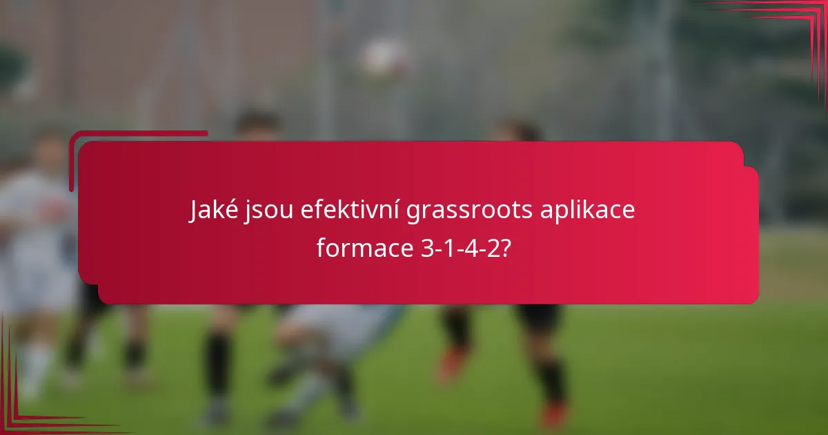 Jaké jsou efektivní grassroots aplikace formace 3-1-4-2?