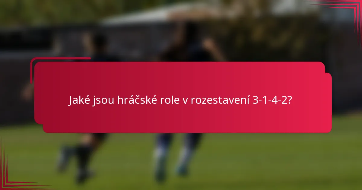 Jaké jsou hráčské role v rozestavení 3-1-4-2?