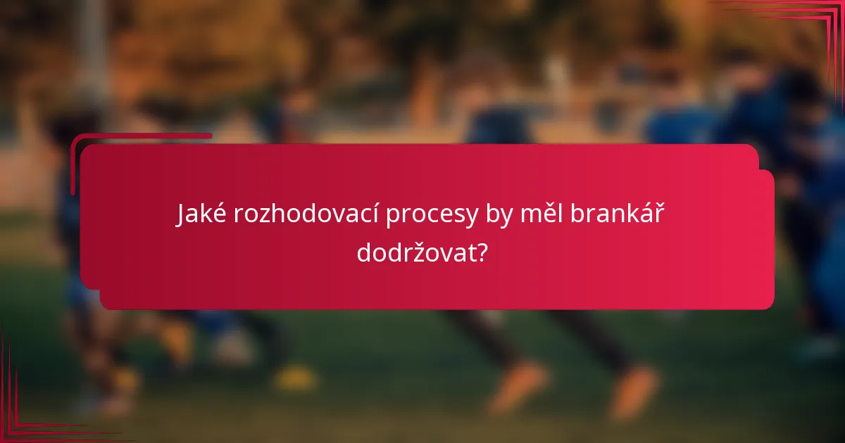 Jaké rozhodovací procesy by měl brankář dodržovat?